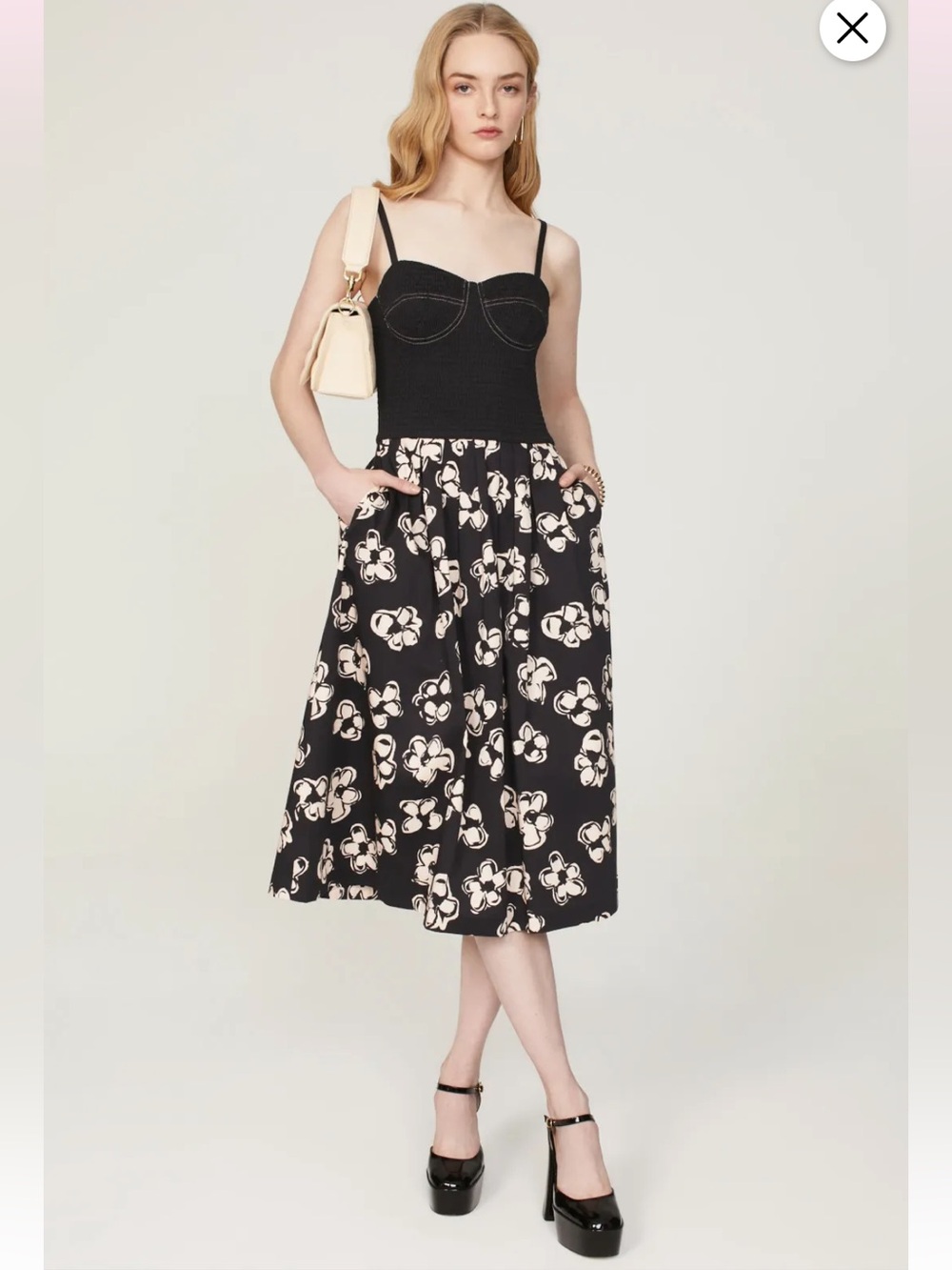 Marina Moscone Midi Dress in Black and Cream - Picture 1 of 6
